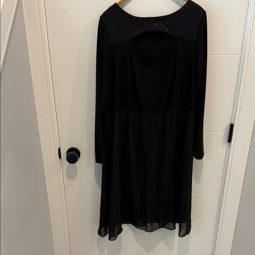 New Noir Black Long Sleeve Beaded Yoke Dress size 2X